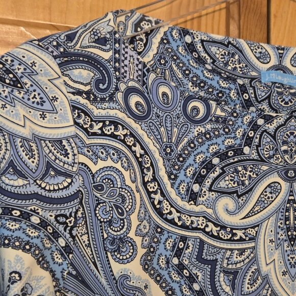 J. McLAUGHLIN Dress‎ XS Marianne Blue Paisley Catalina Cloth Wrinkle Resistant - Picture 3 of 16